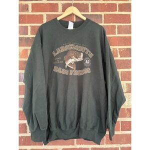 Vtg Largemouth Bass Fishing Sweatshirt Mens 2XL Green Graphic Fleece Pullover